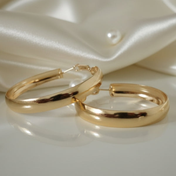 Golden Flat Round Single Earrings