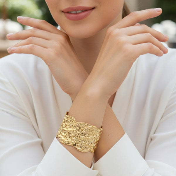 Hammered Gold Cuff Bracelet