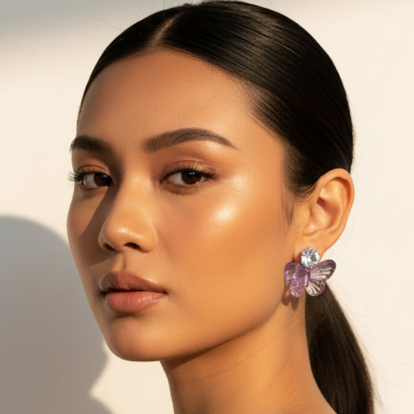Purple Butterfly Stud Earrings