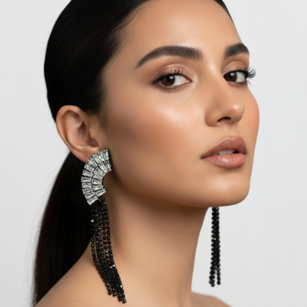 Long Black Tassel Earrings