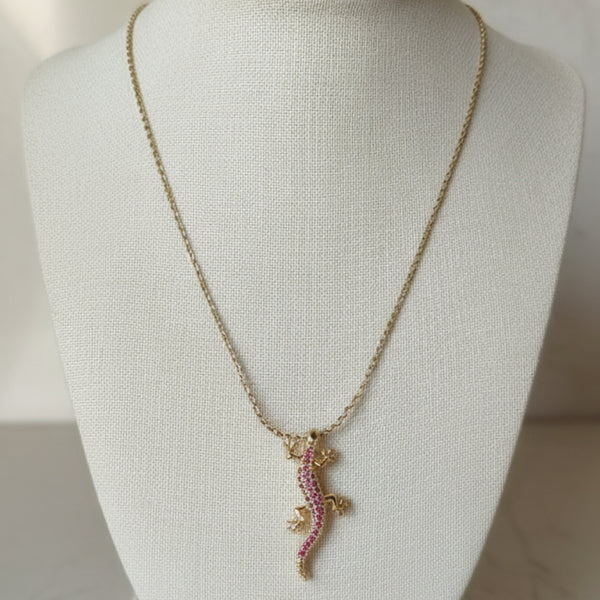 Pink Lizard Necklace