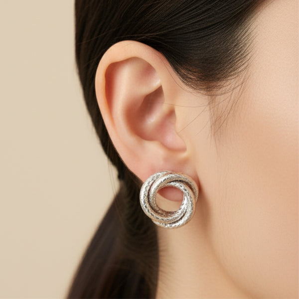 Silver Intertwined Hoop Earrings
