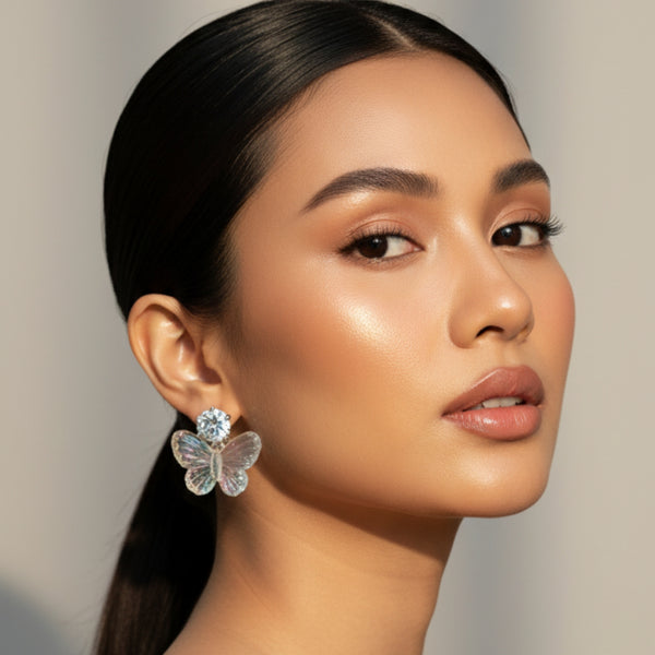 Crystal Butterfly Stud Earrings